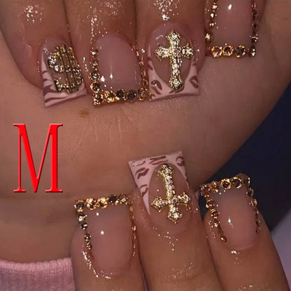 Diamond French Nude Leopard Nails