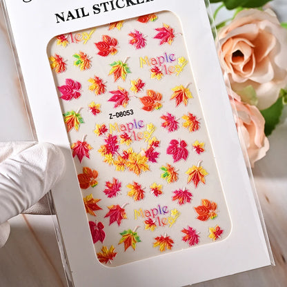 5D Sea Nail Art Stickers Embossed Self-Adhesive Ocean Beach Style Nail Slider Kawaii Starfish/Shell/Coral Reef Decor Nail Decals