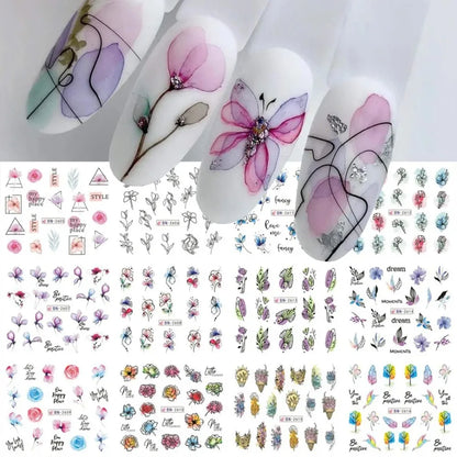 Ink Bloom Graffiti Nail Art Stickers