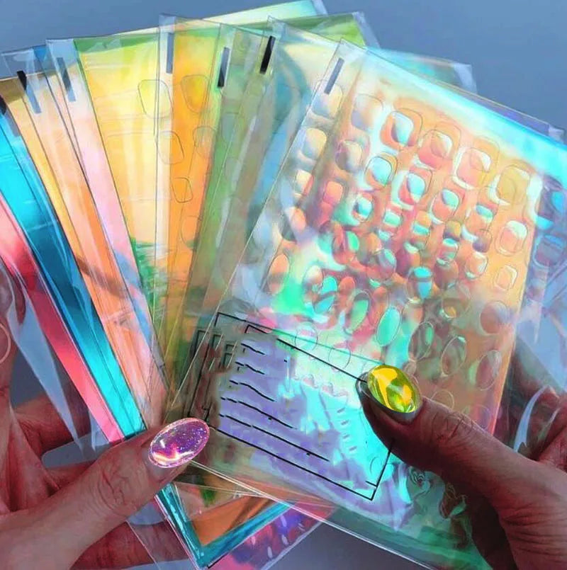 Aurora Glass Ice Cube Nail Foil Stickers 11pc