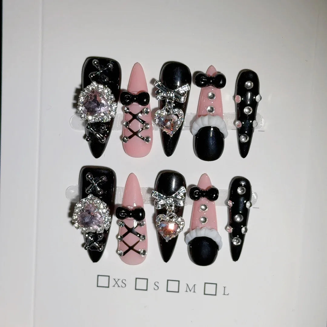 Blue Heart Stiletto Press-On Nails