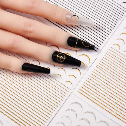 3D French Nail Stickers 1pcs French Romance Fashion Nail Accessories Metal Line Nail Stickers Nail Art Stickers Nail Stickers