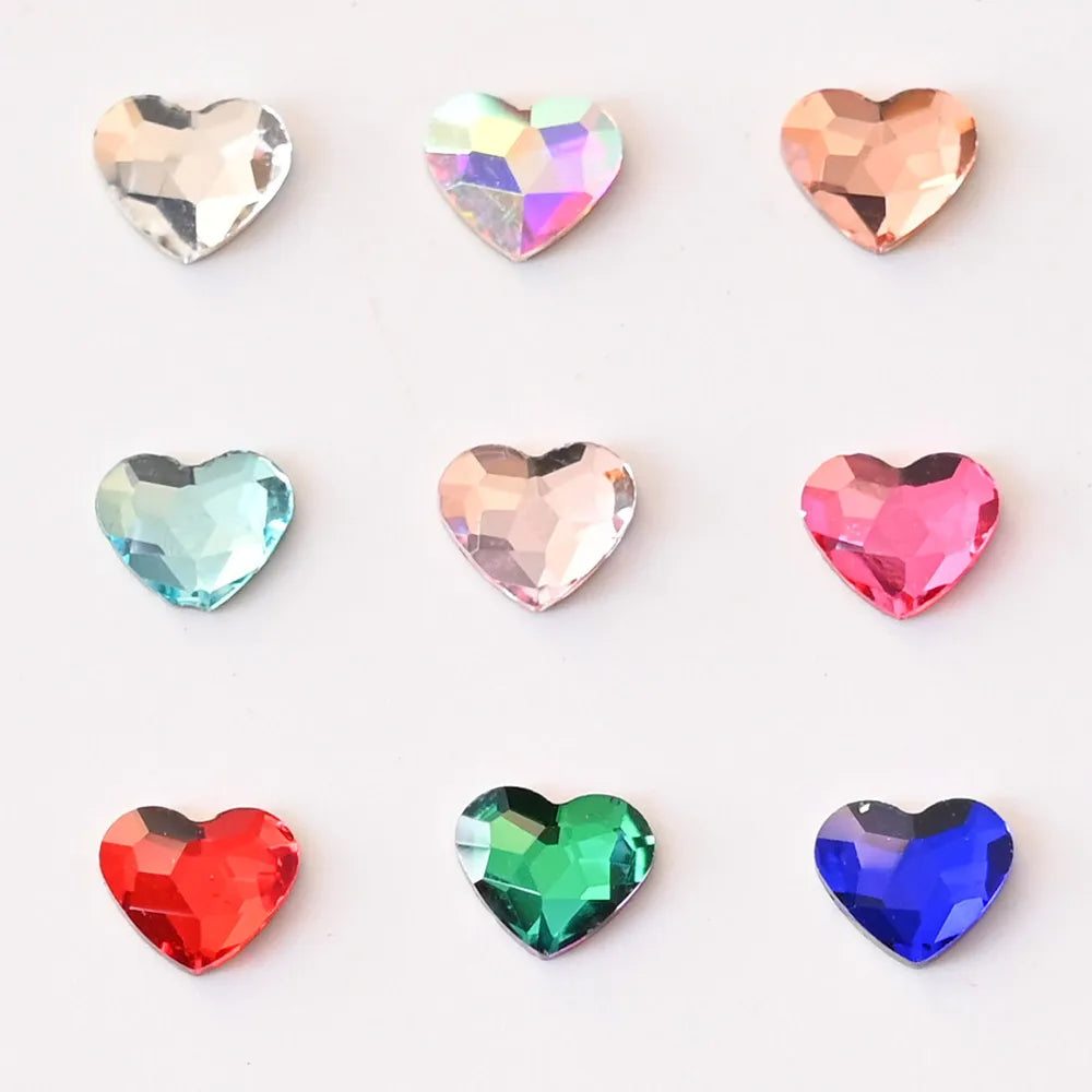 Mini Heart Glass Nail Rhinestones 100pc