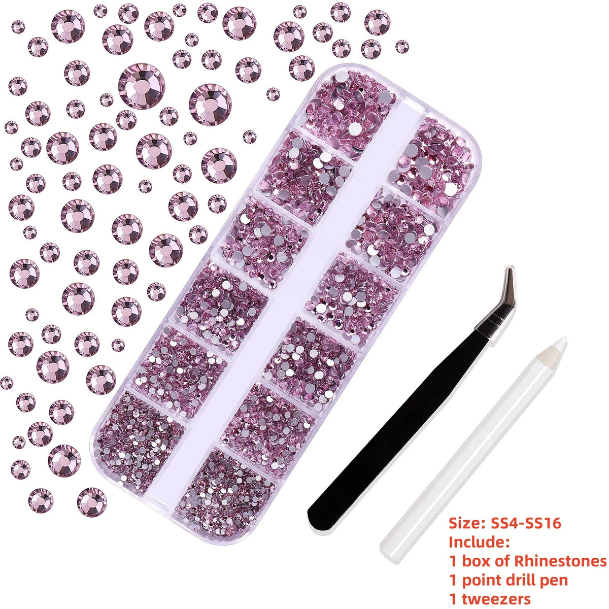 Crystal AB Rhinestone Nail Art Kit 12 Grid