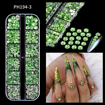 Crystal AB Rhinestone Nail Art Kit 12 Grid
