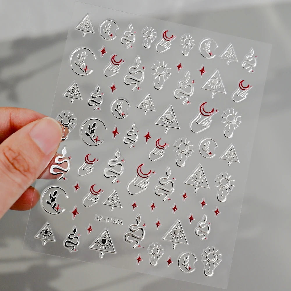5D Bohemian Gold Silver Nail Art Stickers