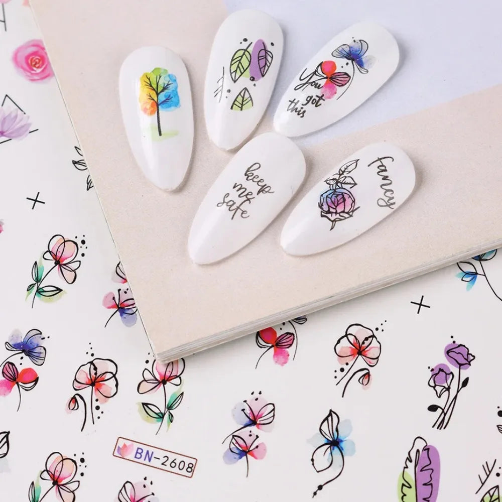 Ink Bloom Graffiti Nail Art Stickers