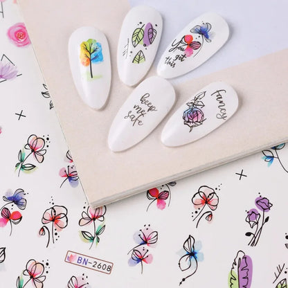 Ink Bloom Graffiti Nail Art Stickers