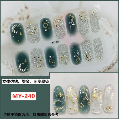 59 Style of Nail Stickers 1Sheet Rhinestones Fashion Nail Wraps Self Adhesive Manicure Decoracion DIY Full Cover Nail Sticker#5-