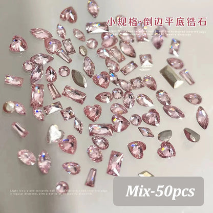 Mixed Shape Zircon Nail Rhinestones 50pc