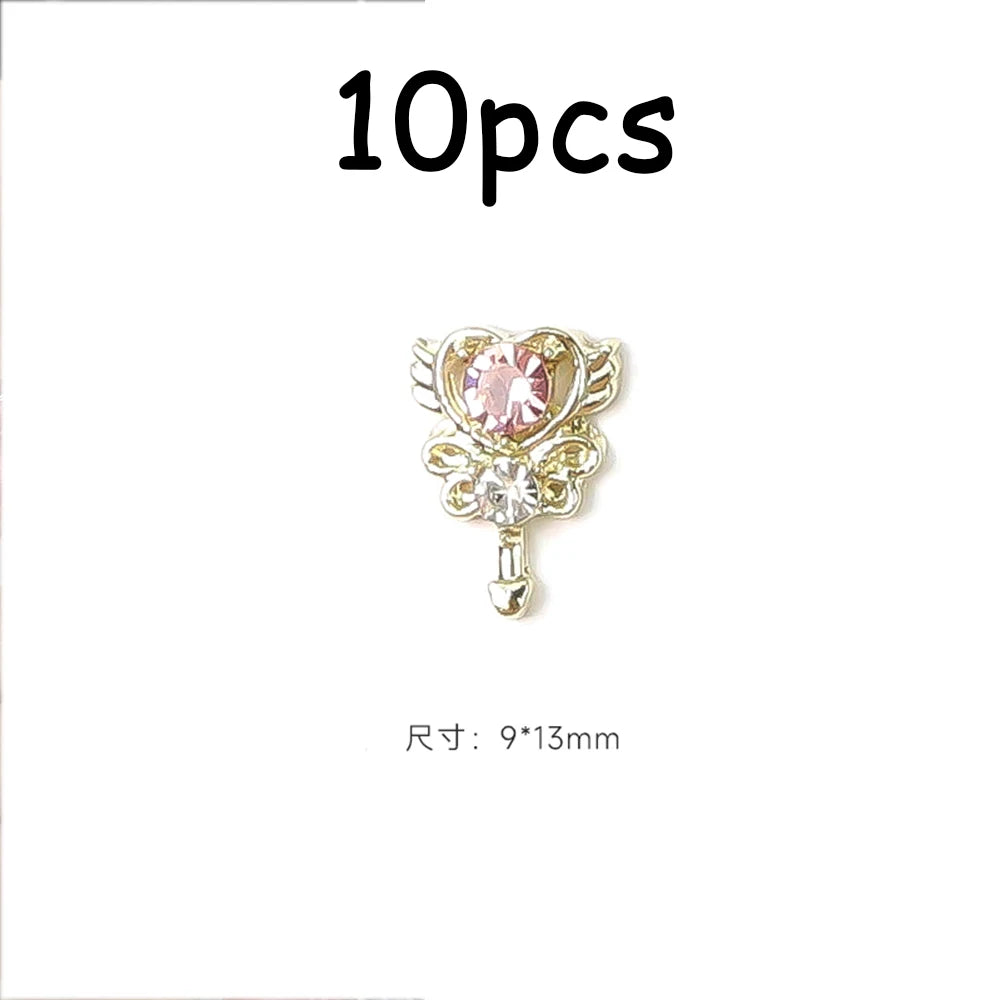 30/20/10PC Pink Ribbon Resin Bow Parts Nail Charms Mix-Style Bow Rhinestone Jewelry 8-12mm Y2K Accessory for DIY Manicure Decora
