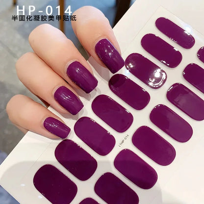 Clear Semi Cured Gel Nail Stickers infused Transparent Gel Polish Slider UV lamp Cured Extended Nails Tip Strips DIY Manicure*T1
