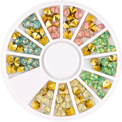 1Box Mixed Acrylic Gems Nail Rhinestones 3D Metal Alloy Nail Charms Flat Jewelry Decoration DIY Manicure Accessory DIY Stones*5H