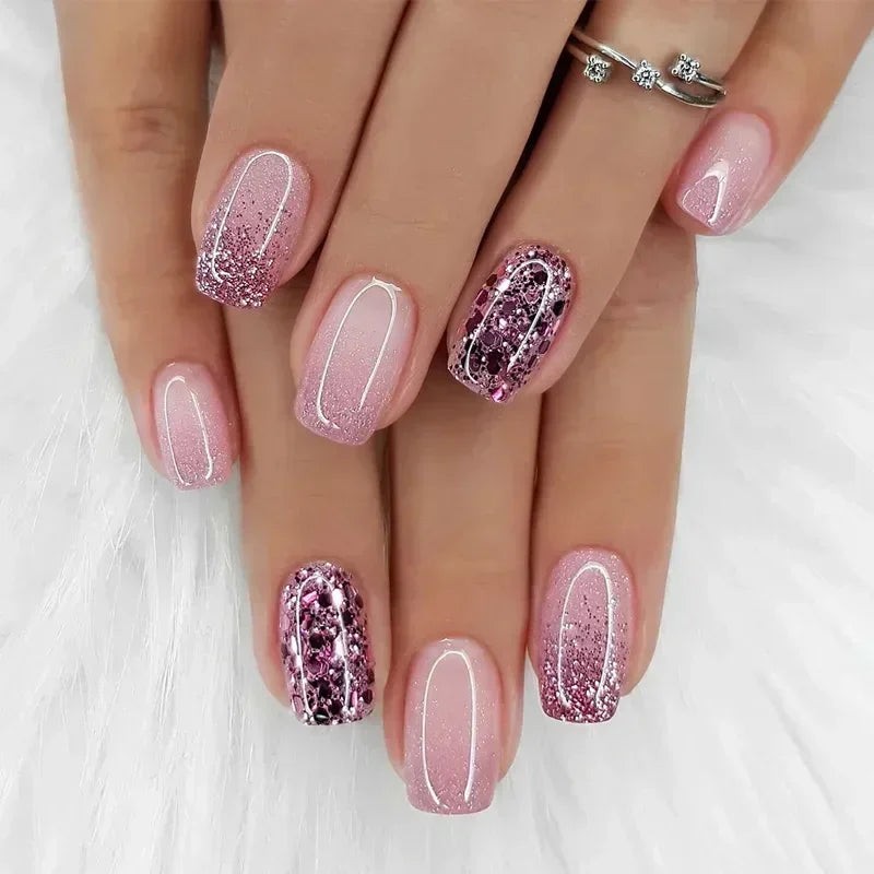 Glitter White French Press-On Nails