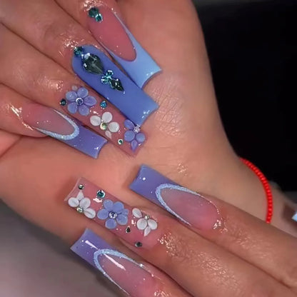 Leopard Cherry Rhinestone Press-On Nails