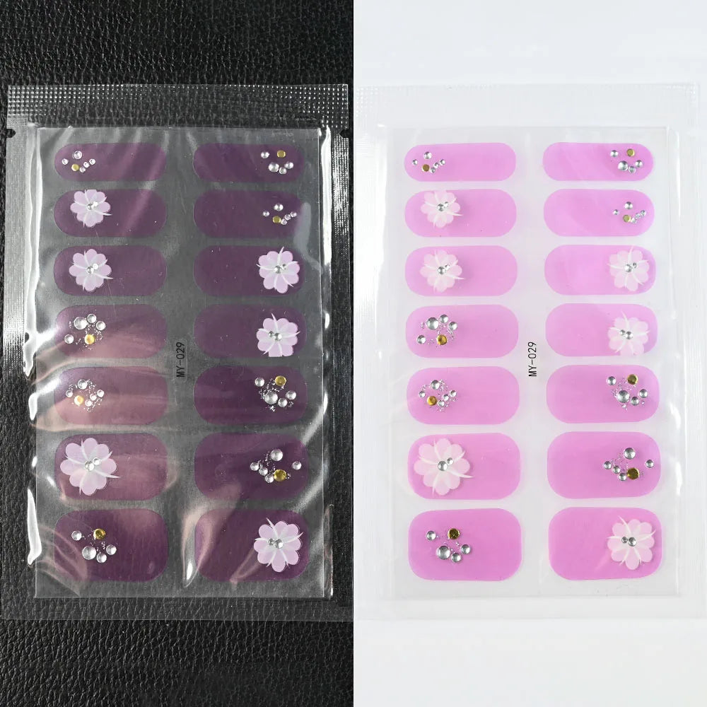 59 Style of Nail Stickers 1Sheet Rhinestones Fashion Nail Wraps Self Adhesive Manicure Decoracion DIY Full Cover Nail Sticker#5-