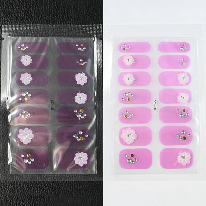 59 Style of Nail Stickers 1Sheet Rhinestones Fashion Nail Wraps Self Adhesive Manicure Decoracion DIY Full Cover Nail Sticker#5-