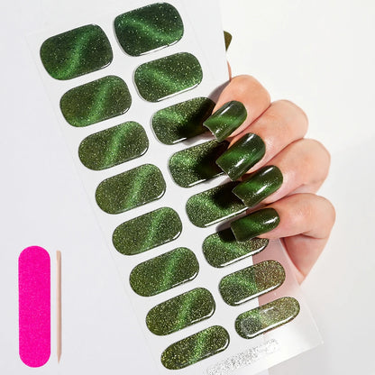 Semi Cured Wraps Fast Gel Nail Sticker Soild Nail Gel Wraps Adhesive Full Cover Gel Nail Decal UV Lamp Cured Manicure Decoration