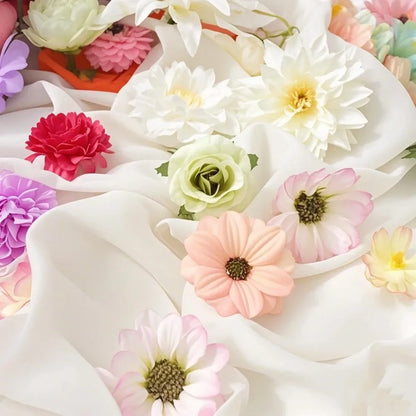20/52Pcs Random Mix Artificial Flowers Silk Fake Flowers for Home Room Decor DIY Craft Gifts Accessories Bride Wedding Decor