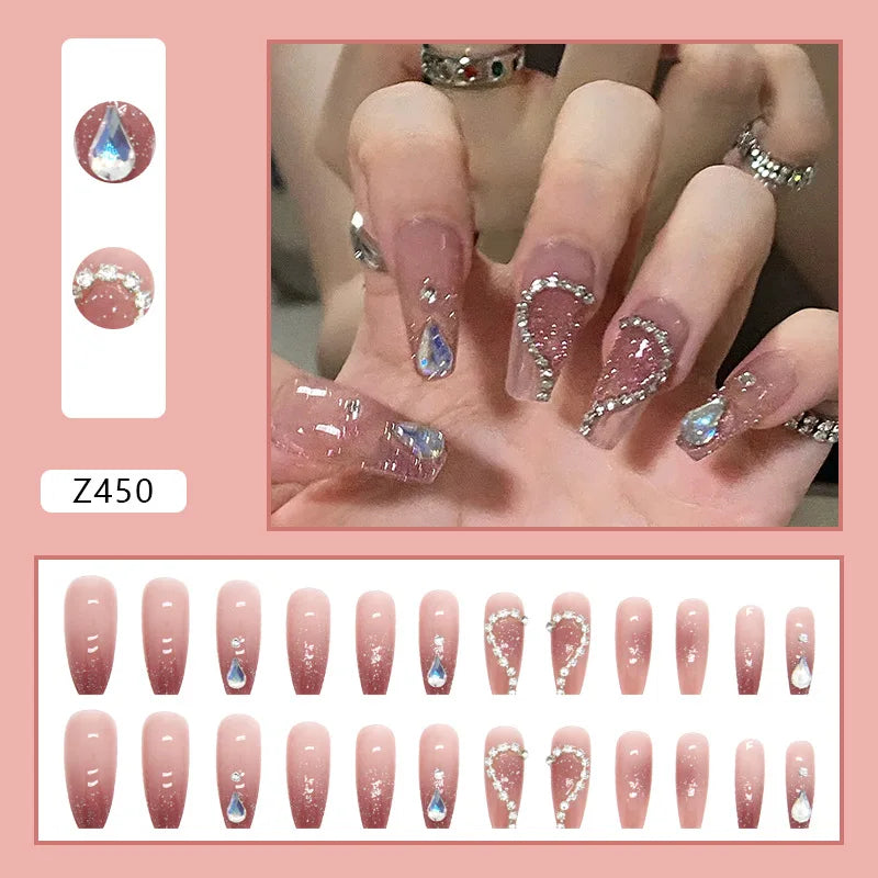 3D Diamond Coffin Press-On Nails