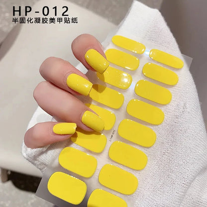 Clear Semi Cured Gel Nail Stickers infused Transparent Gel Polish Slider UV lamp Cured Extended Nails Tip Strips DIY Manicure*T1