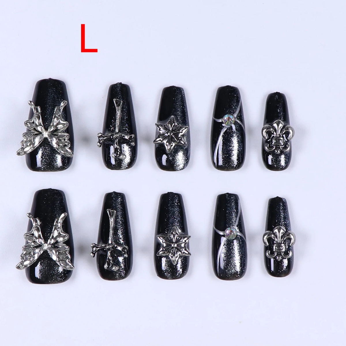 Black Bowknot Short Press-On Nails