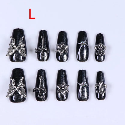 Black Bowknot Short Press-On Nails