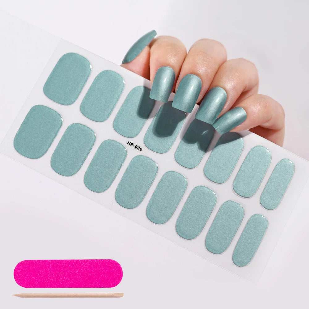 Semi Cured Wraps Fast Gel Nail Sticker Soild Nail Gel Wraps Adhesive Full Cover Gel Nail Decal UV Lamp Cured Manicure Decoration