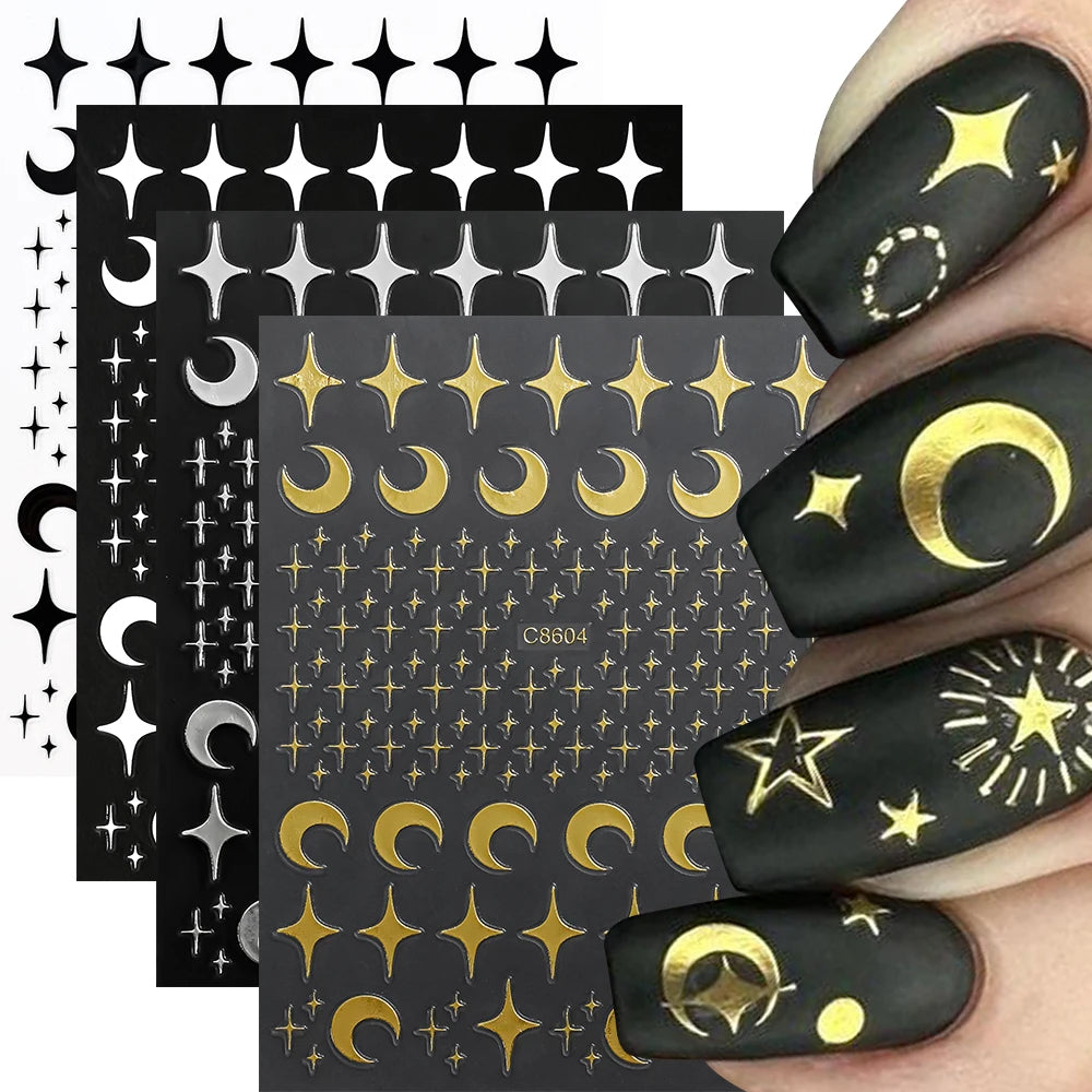 Metallic Nail Transfer Foils 10pc Mirror Gold Silver
