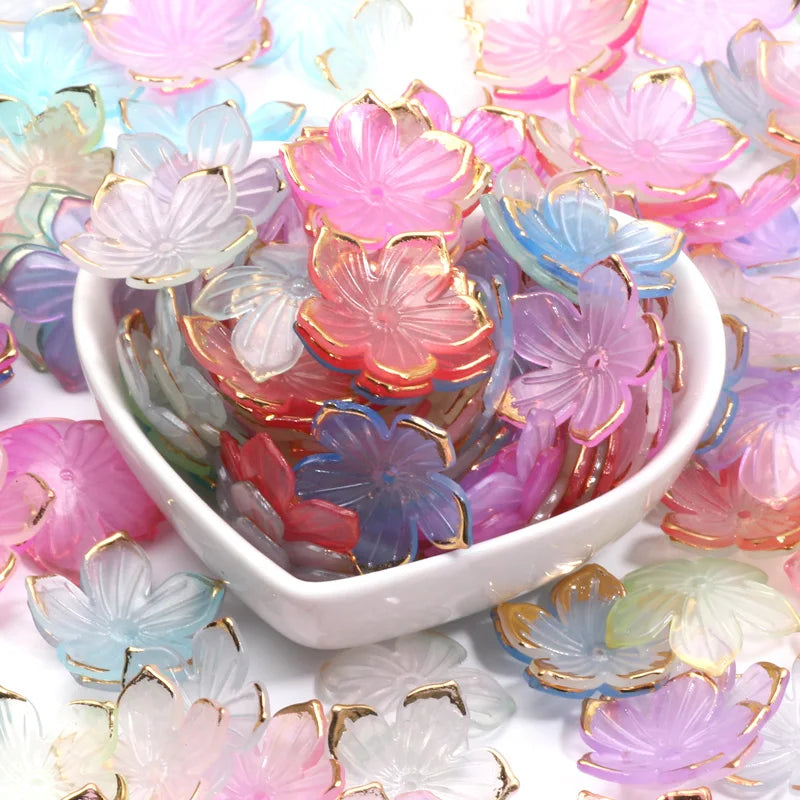 Flower Petal Acrylic Spacer Beads 50pc