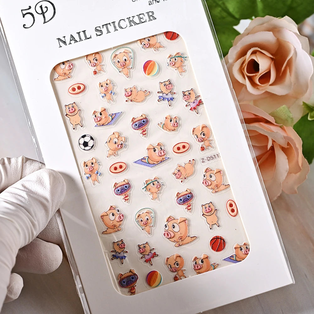 5D Sea Nail Art Stickers Embossed Self-Adhesive Ocean Beach Style Nail Slider Kawaii Starfish/Shell/Coral Reef Decor Nail Decals