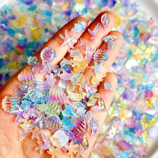Conch Shell Jellyfish Ocean Nail Charms 50pc