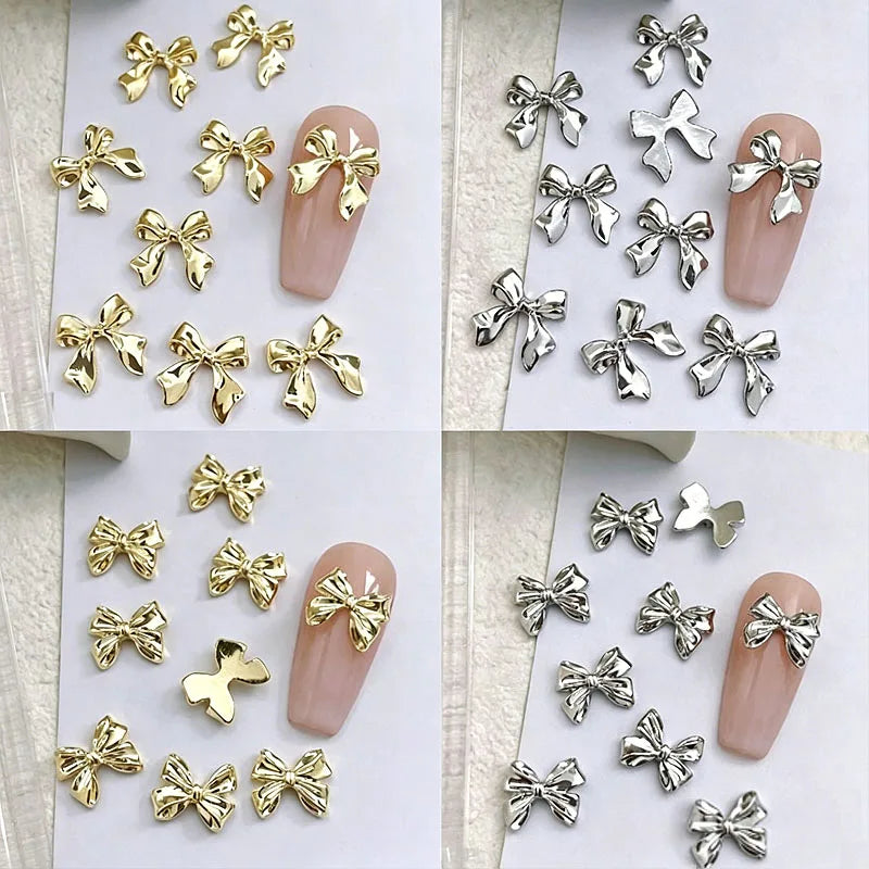 New 10pcs Butterfly Parts Ribbon Parts Ribbon Decorations Nail Figures Bows Nail Charms Bow Nail Accessories SZZS09