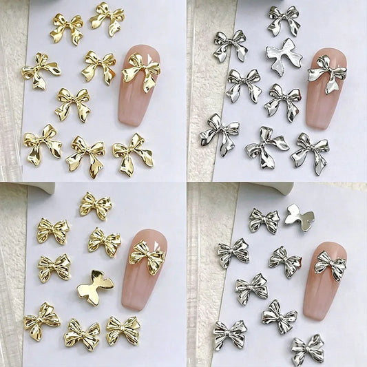 New 10pcs Butterfly Parts Ribbon Parts Ribbon Decorations Nail Figures Bows Nail Charms Bow Nail Accessories SZZS09