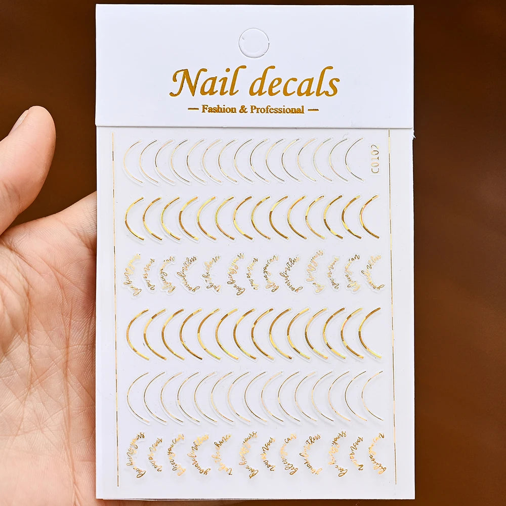 3D French Nail Stickers 1pcs French Romance Fashion Nail Accessories Metal Line Nail Stickers Nail Art Stickers Nail Stickers