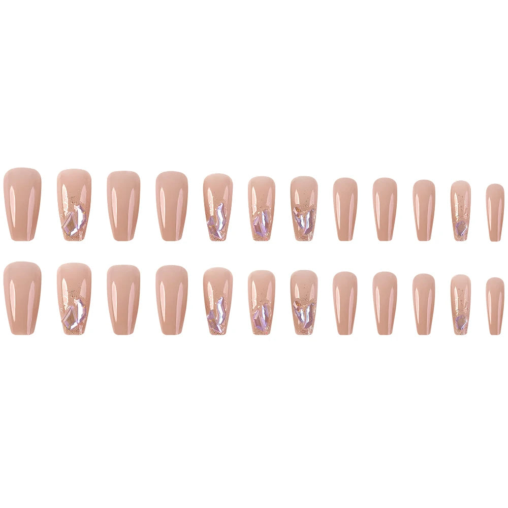 Pink Rhinestone Coffin Press-On Nails