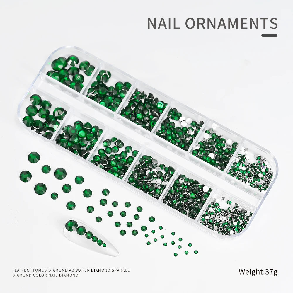 Crystal AB Rhinestone Nail Art Kit 12 Grid