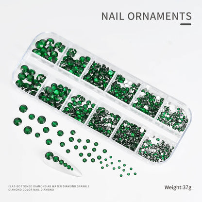 Crystal AB Rhinestone Nail Art Kit 12 Grid