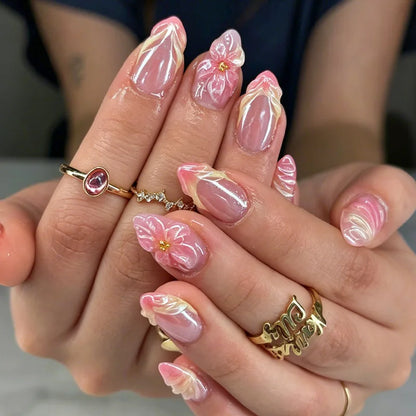 Pink Butterfly Ballet Press-On Nails