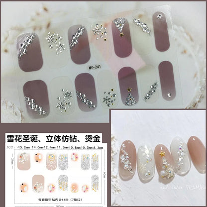 59 Style of Nail Stickers 1Sheet Rhinestones Fashion Nail Wraps Self Adhesive Manicure Decoracion DIY Full Cover Nail Sticker#5-