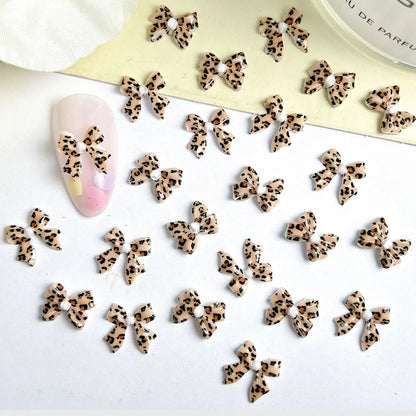 Leopard Print Bow Nail Charms 50pc
