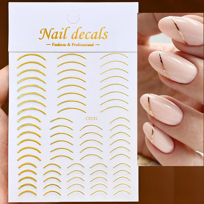 3D French Nail Stickers 1pcs French Romance Fashion Nail Accessories Metal Line Nail Stickers Nail Art Stickers Nail Stickers