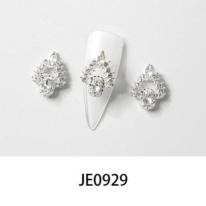 10pcs French Court  Luxury Alloy Nail Art Charm 3D Zircon Crystal  Pearl Nail Decoration Fashion Baroque Nail Parts 10*11mm