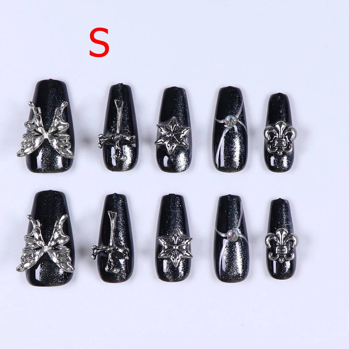 Black Bowknot Short Press-On Nails