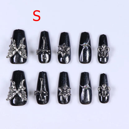 Black Bowknot Short Press-On Nails