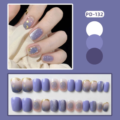 Ocean Star Moon Blue Press-On Nails