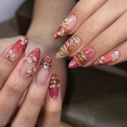 Pink Butterfly Ballet Press-On Nails