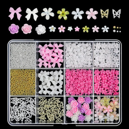 Gold Bow Butterfly Metal Nail Charms 120pc
