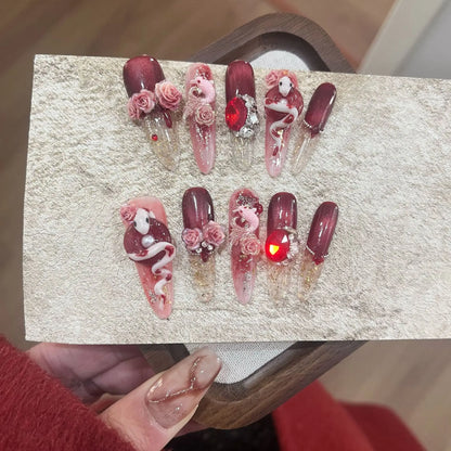 Blue Heart Stiletto Press-On Nails