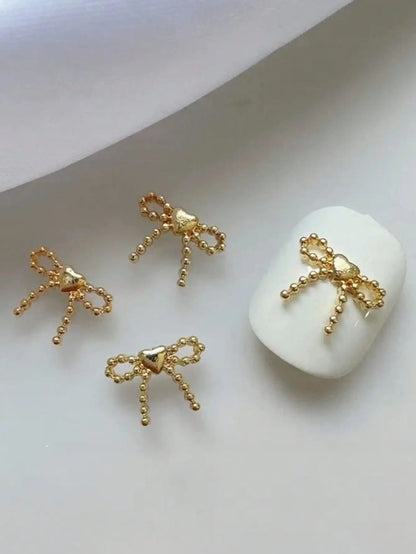 3D Bow Heart Nail Charms 10pc